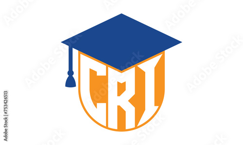 CRI initial letter academic logo design vector template. school college logo, university logo, graduation cap logo, institute logo, educational logo, library logo, teaching logo, book shop, varsity	