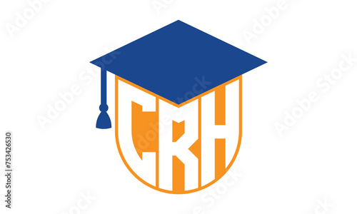 CRH initial letter academic logo design vector template. school college logo, university logo, graduation cap logo, institute logo, educational logo, library logo, teaching logo, book shop, varsity	 photo