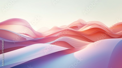 Soft gradients converging into a gentle 3D abstract landscape, capturing a moment of serene beauty with a touch of minimalism.