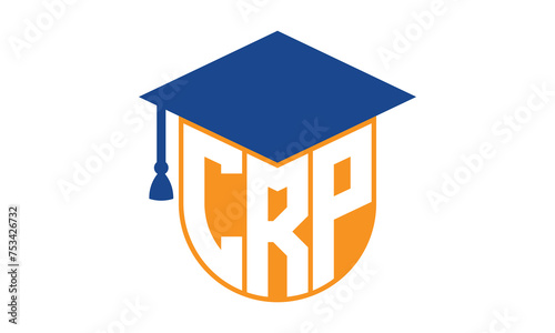 CRP initial letter academic logo design vector template. school college logo, university logo, graduation cap logo, institute logo, educational logo, library logo, teaching logo, book shop, varsity	