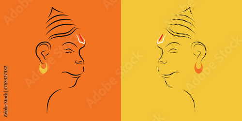 Foto Lord Hanuman dotted line art vector set.