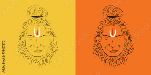 Lord Hanuman dotted line art vector set. photo