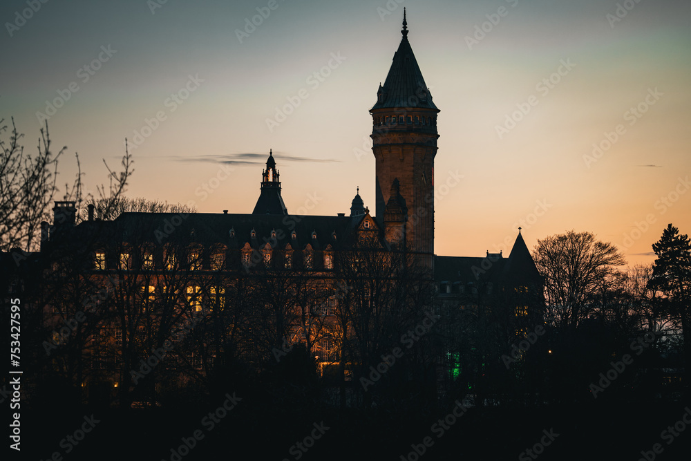 luxembourg city at sunset