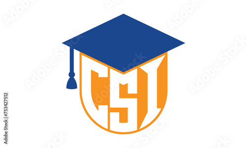 CSI initial letter academic logo design vector template. school college logo, university logo, graduation cap logo, institute logo, educational logo, library logo, teaching logo, book shop, varsity	