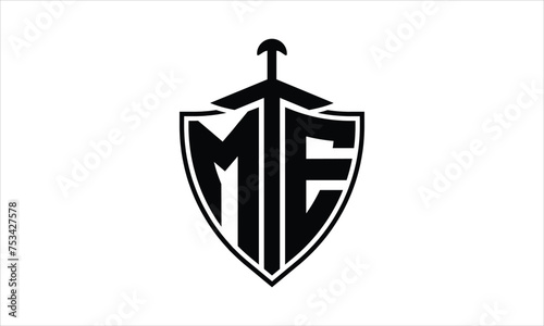 ME initial letter shield icon gaming logo design vector template. batman logo, sports logo, monogram, polygon, war game, symbol, playing logo, abstract, fighting, typography, icon, minimal, knife logo