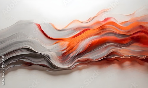An abstract blur of grey, red, and orange colors with a grainy texture on a white background, generative AI