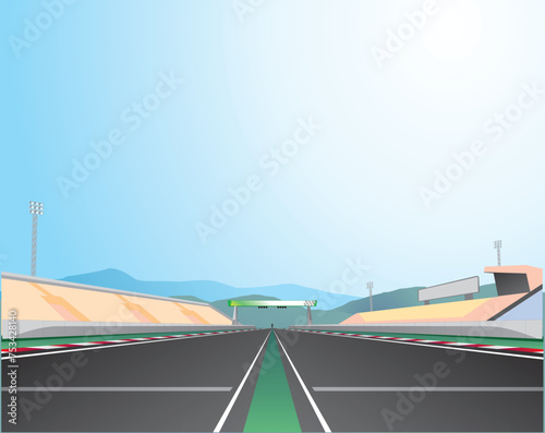 Drag race track. Track racing caroon vector background