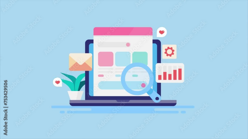 Digital blogging, content optimization and Seo marketing with performance data dashboard on laptop screen, conceptual video animation. Digital blogging, content optimization and Seo marketing with performance data dashboard on laptop screen, conceptual video animation.
