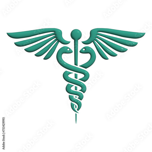 Caduceus medical symbol isolated on white background. Medicine and health care concept. 