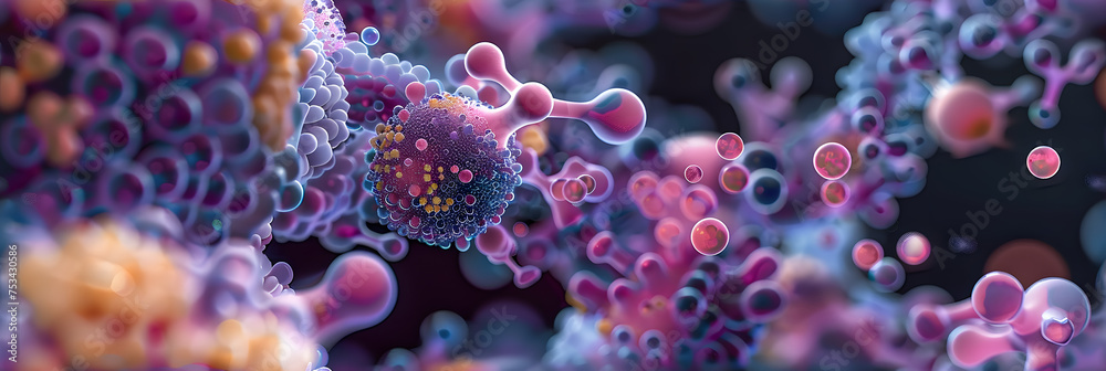 micro cell foam at molecular nano view - obrazy, fototapety, plakaty 