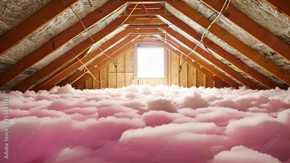 Insulation being installed in the attic ensuring a comfortable and ...