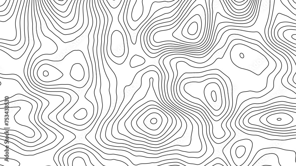 Topographic map background. Abstract wavy topographic map. Abstract wavy and curved lines background. Abstract geometric topographic contour map background.	