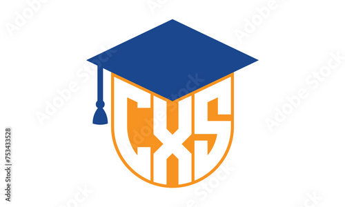 CXS initial letter academic logo design vector template. school college logo, university logo, graduation cap logo, institute logo, educational logo, library logo, teaching logo, book shop, varsity	 photo