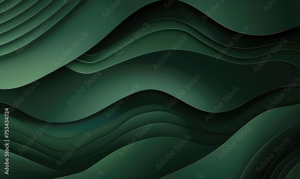 minimalist asymmetrical line design, dark green color scheme