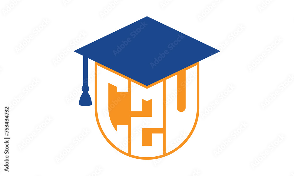 CZU initial letter academic logo design vector template. school college logo, university logo, graduation cap logo, institute logo, educational logo, library logo, teaching logo, book shop, varsity	 - obrazy, fototapety, plakaty 