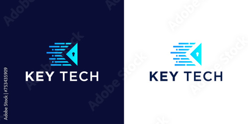 technology security logo design with digital keyhole