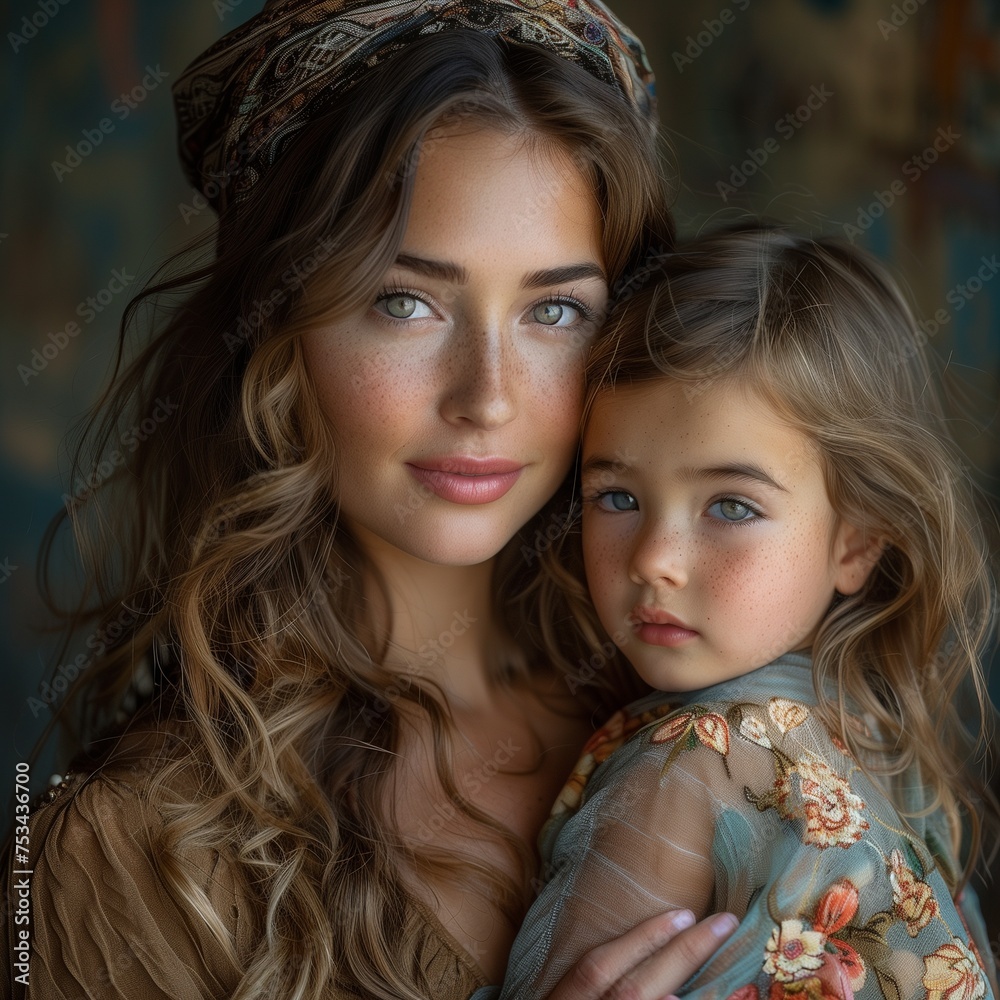 Mother dressed my little daughter fashionably Mother dressed my little daughter fashionably