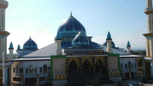 Aerial of the Islamic Center Dato Tiro Bulukumba mosque and school for Islamic education in South Sulawesi, Indonesia. photo