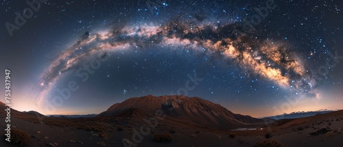 Blue Panorama Milky Way Galaxy with Stars
