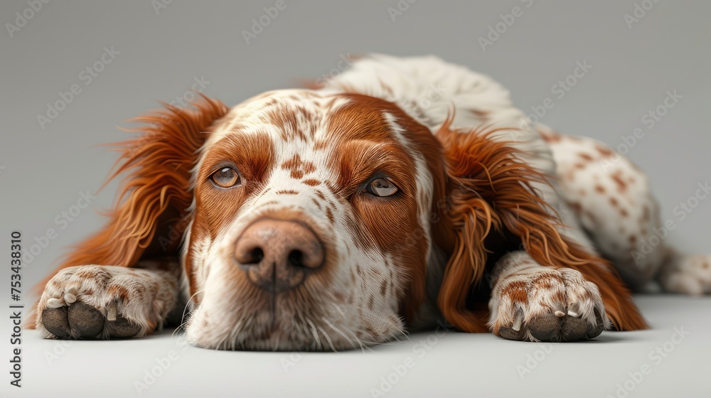 Senior Brittany Spaniel Dog Laying, Desktop Wallpaper Backgrounds ...
