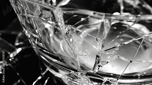 The fragile  broken and crack surface of a glass object