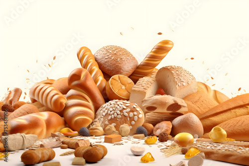 3d rendering of bread elements