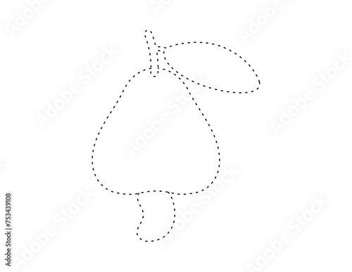 dashed cashew nuts outline for coloring book template, cashews for kids illustration worksheet printable