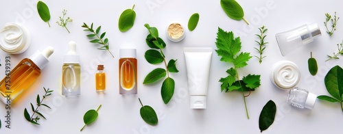 Botanical skincare products with natural ingredients display.