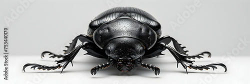 black and white beetle, Close-up of upside-down beetle over white background