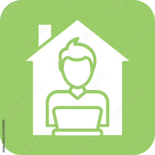 Man Working at Home Icon Style