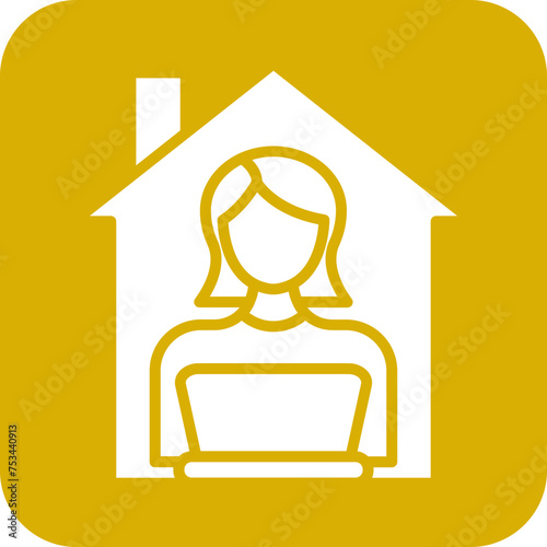 Women Working at Home Icon Style