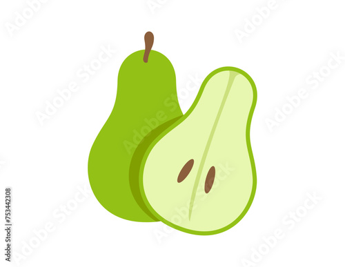 pear illustration for coloring book template, pear for kids worksheet printable
