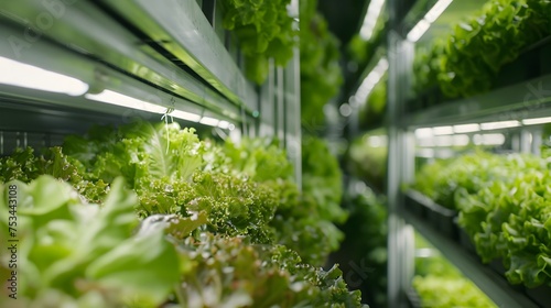 Lettuce Growing in a Controlled Environment Vertical Farm, To showcase the benefits and potential of vertical farming for sustainable food production