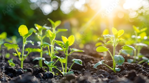 Youthful plants basking in the suns warm embrace, To convey a message of growth, renewal and the beauty of nature in its purest form