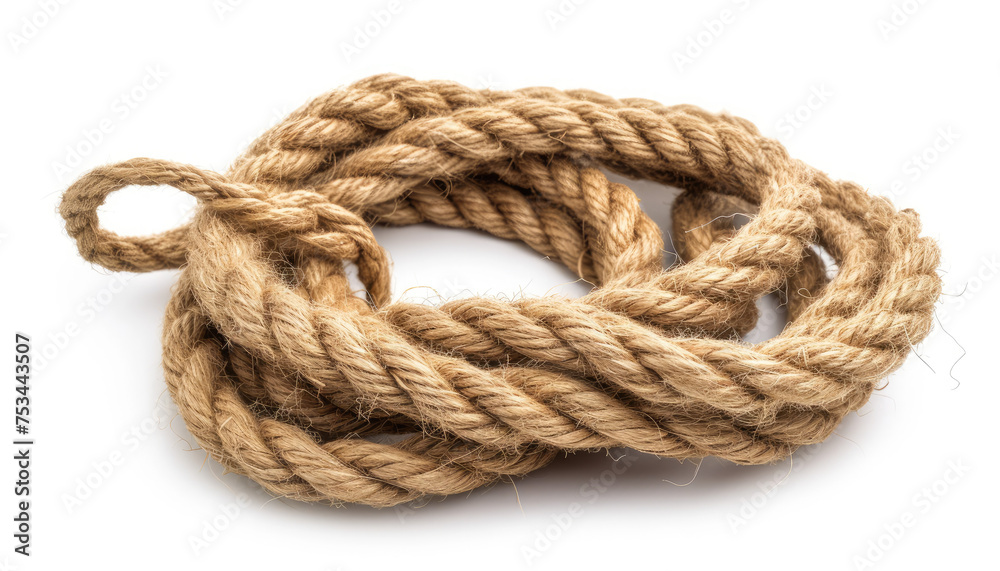 Coiled Natural Fiber Rope Isolated
