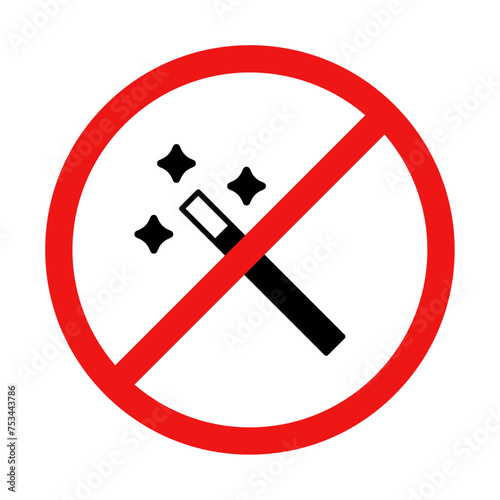 No Magic Wand Sign on White Background