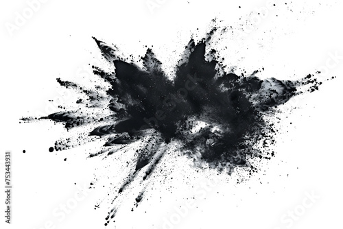 black paint color powder festival explosion burst isolated white background.