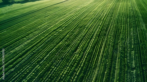 Aerial View of Lush Green Fields, To showcase the organic beauty and sustainability of rural farming landscapes, emphasizing the importance of photo