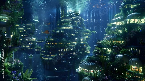 Eco-Friendly Underwater City in Afrofuturistic Style, To inspire and promote the concept of sustainable underwater urbanism and the possibilities of © pkproject
