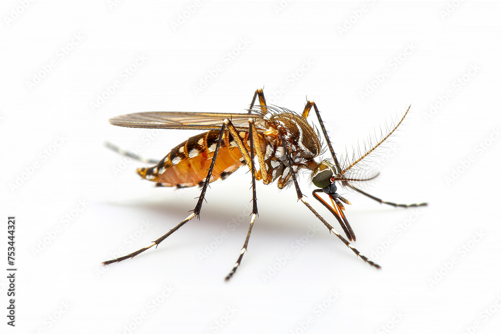 Naklejka premium Anopheles mosquito on white background and copy space for text 