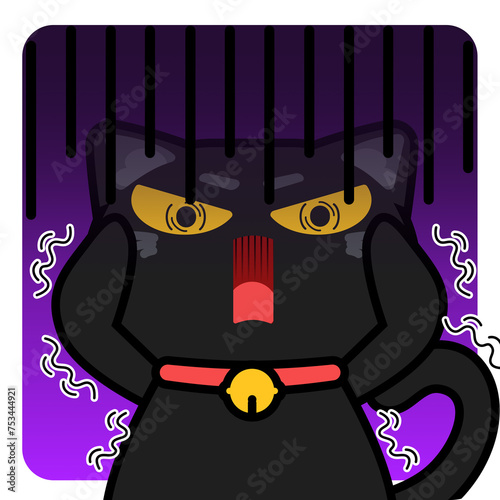 Black cat panic emoticon sticker (ID: 753444921)