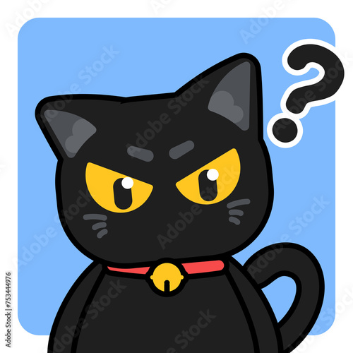 Black cat confused emoticon sticker (ID: 753444976)
