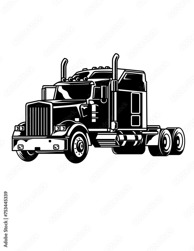 Semi Truck Illustration, Skilled Driver Clipart, Truck Life, Truck Owner Vector, Semi Truck ...