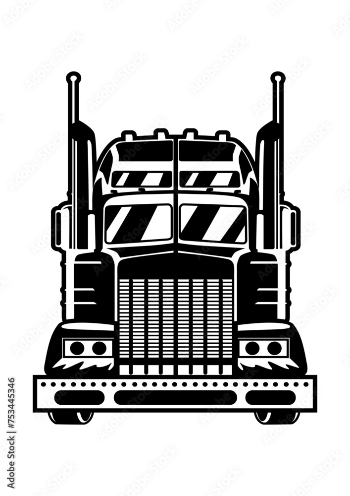 Semi Truck Illustration, Skilled Driver Clipart, Truck Life, Truck Owner Vector, Semi Truck ...