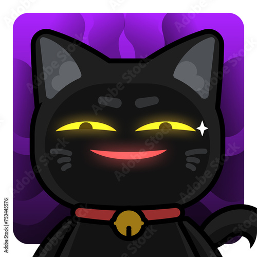 Black cat smile sticker (ID: 753445576)