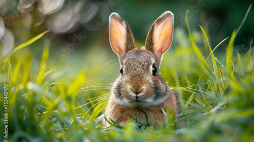 easter bunny in the grass, generative Ai