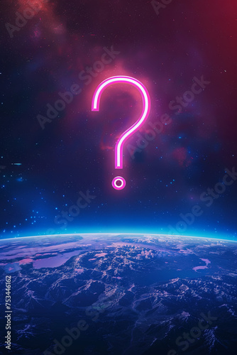 A giant question mark above the planet earth