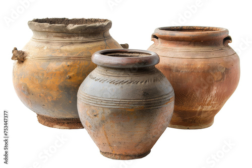 Handmade Pots on transparent background,