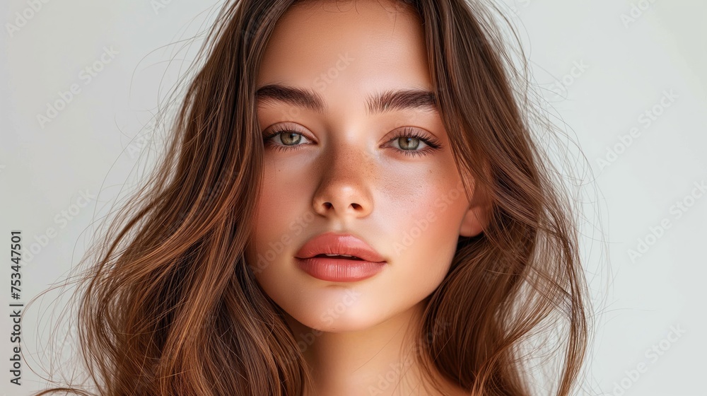 Beautiful model girl with long shiny hair. Created with generative AI. Beautiful model girl with long shiny hair. Created with generative AI.