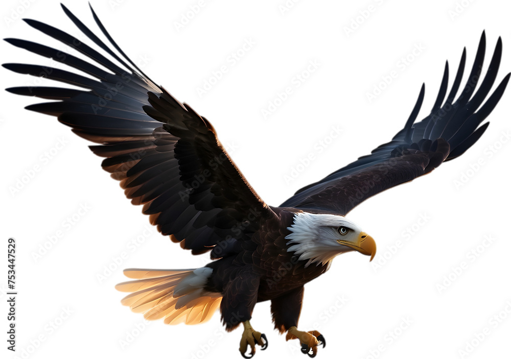 Naklejka premium Watercolor painting of Bald Eagle. 